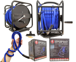 WĄŻ na bębnie zwijaku pneumatyczny HYBRYDOWY POLIMEROWY 3/8" 10x16mm ELASTYCZNY do kompresora 30m