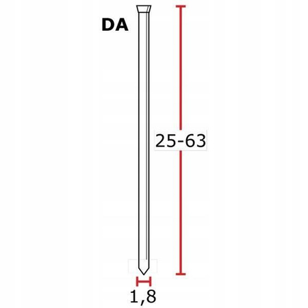 Sztyfty gwoździe TYP DA na taśmie stolarskie główka D 1,8x32mm 4tys galw