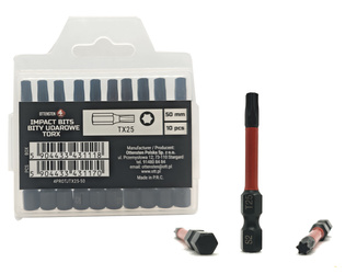 Bity udarowe 4PRO magnetyczne 50mm 1/4" TORX25 - 10 szt