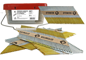 Gwoździe taśmowe łączone papierem 34°/ ø 3,1/100 wiaderko ryflowane galwanizowane