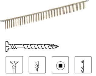 Wkręty na taśmie SENCO 4,2/50mm drewno/drewno PH2 - ocynk żółty