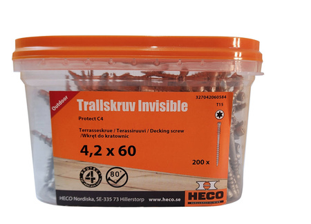 Wkręty tarasowe C4 INVISIBLE ukryty montaż 4,2x60