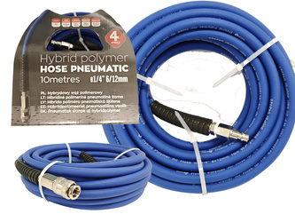 WĄŻ przewód pneumatyczny HYBRYDOWY POLIMEROWY 1/4" 6x12mm ELASTYCZNY do kompresora 10m