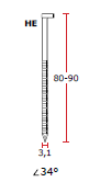 Gwoździe taśmowe łączone papierem 34°/ ø 3,1/100mm ryflowane galwanizowane