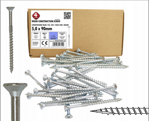 WKRĘTY ciesielskie do drewna dachu 5x90 TORX25 200szt stożkowe