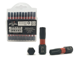 Bity udarowe 4PRO magnetyczne 25mm 1/4" TORX30 - 20 szt